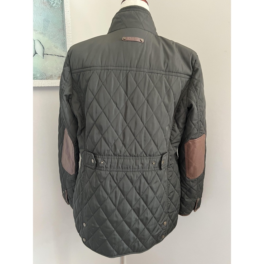 Lauren Ralph Lauren Jacket Womens Small Green Quilted Equestrian Barn Coat - Picture 3 of 12